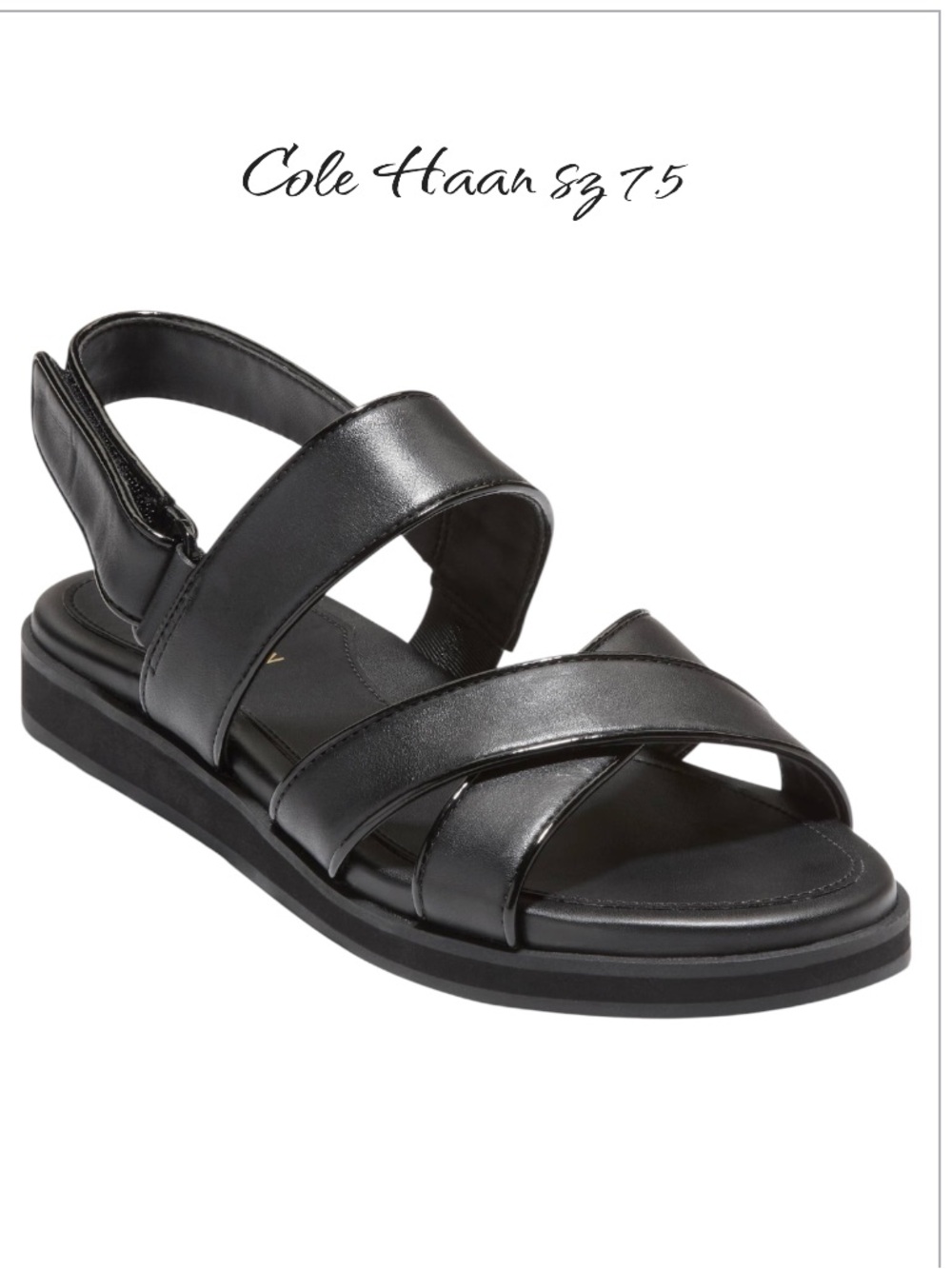 Cole Haan Mirabelle Black Leather Crisscross Slingback Sandals Size 7.5 New